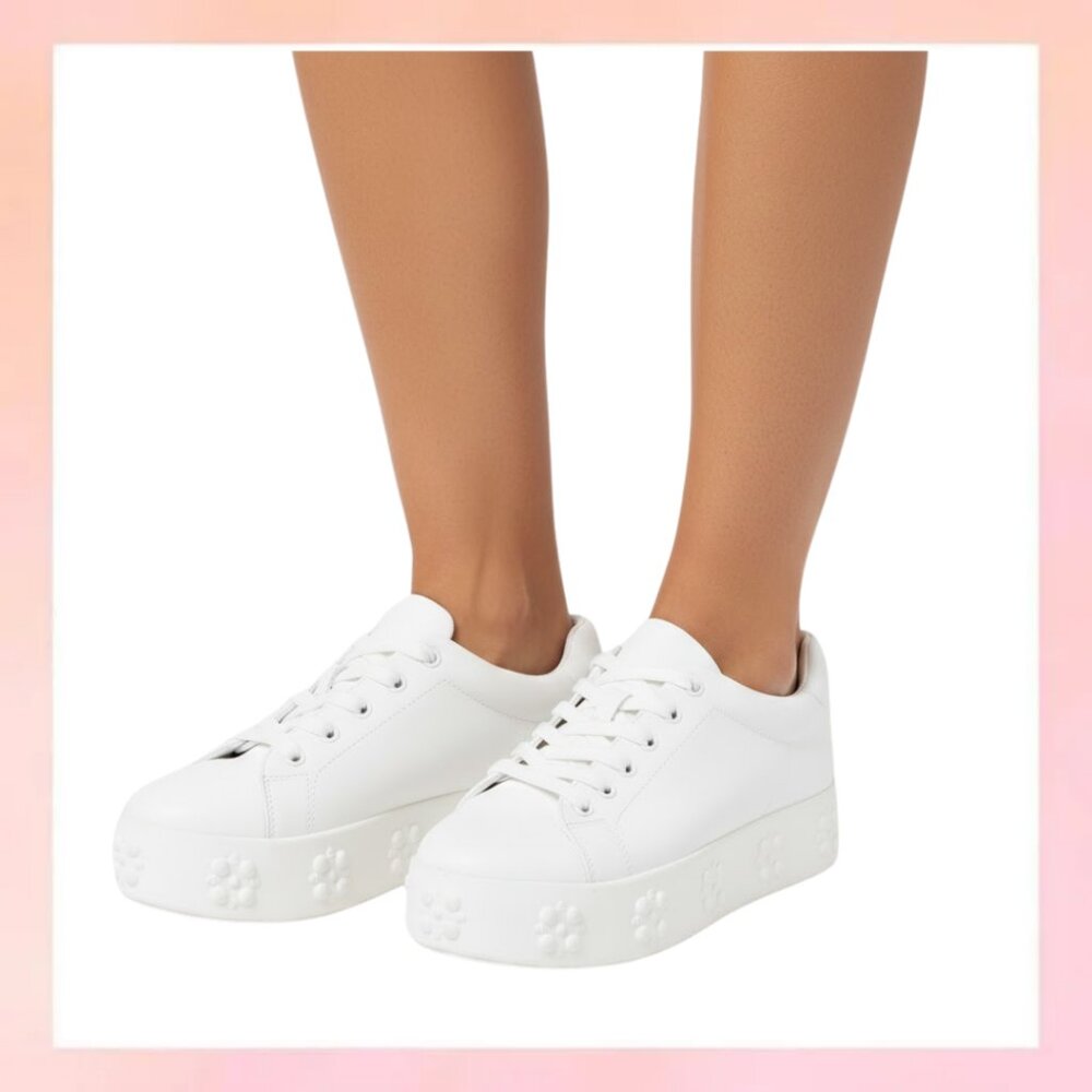 Katy Perry Floral Flatform Lace Up Sneakers Size 8
